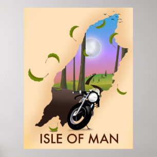 Carte de l'île de Man pour motards affiche de voya