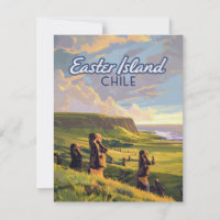 Carte de l'île de Pâques Chili Moai Rapa Nui Polyn