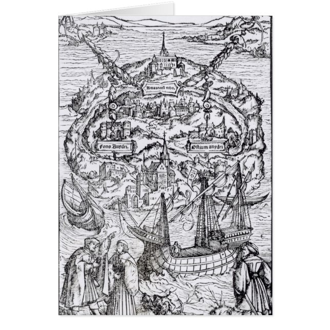 Carte de l'île d'Utopie, frontispice de livre (Devant)