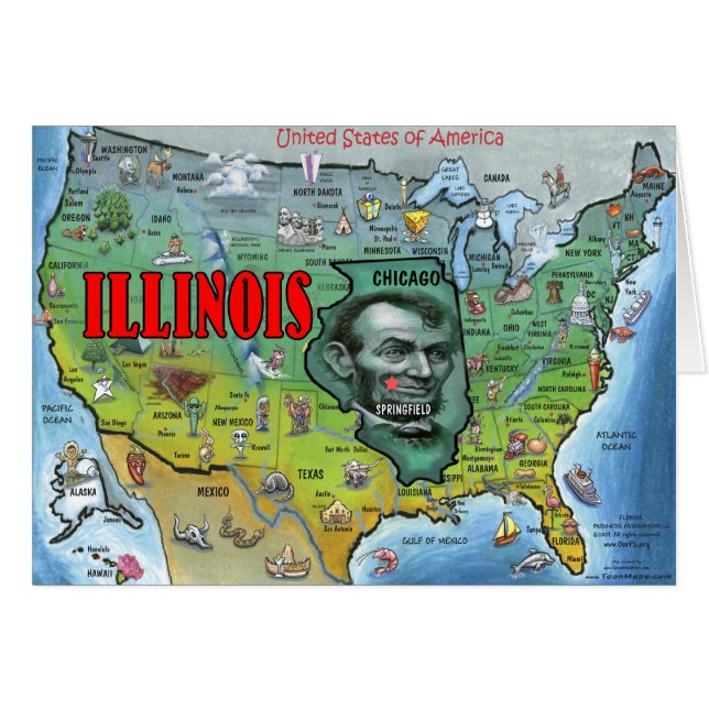 Carte de l'Illinois USA (Devant horizontal)