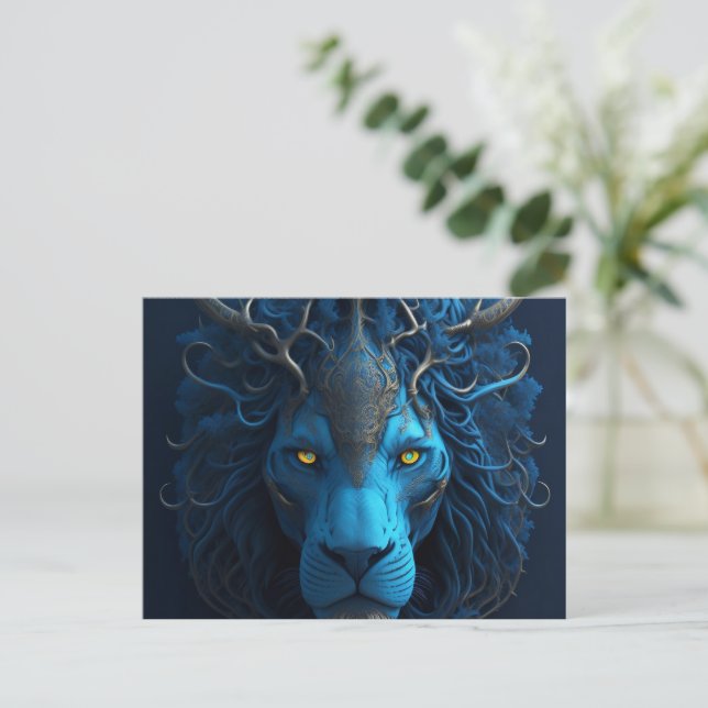 Carte de lion bleu (Debout devant)
