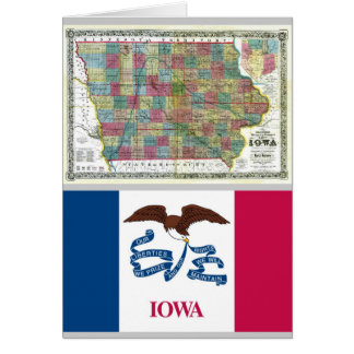 Carte de l'Iowa et drapeau d'état