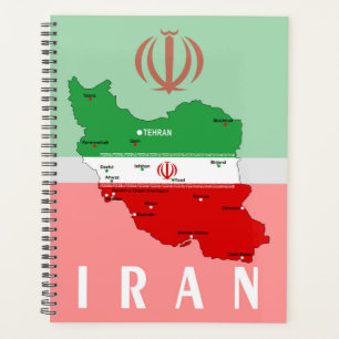 Carte de l'Iran avec drapeau et emblème