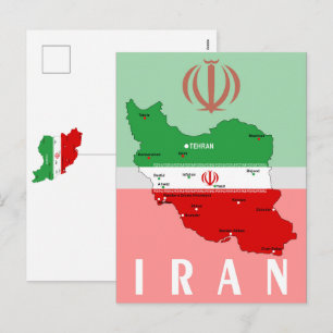 Carte de l'Iran avec drapeau et emblème
