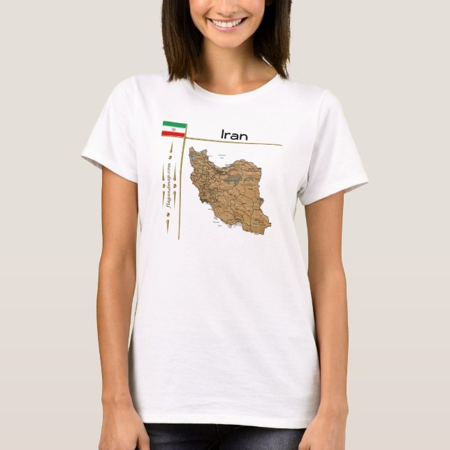 Carte de l'Iran + Drapeau + Titre T-shirt (Devant)