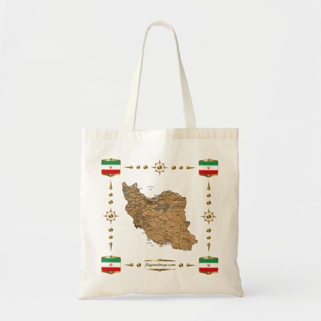 Carte de l'Iran + Sac de drapeaux (Devant)
