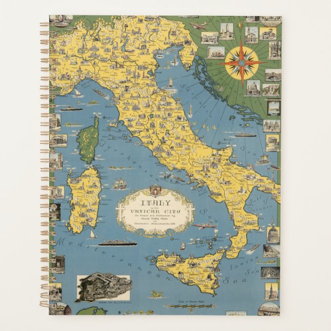 Carte de l'Italie avec la ville du Vatican (Devant)