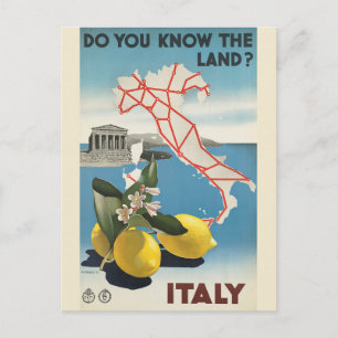 Carte de l'Italie vintage affiche de voyage