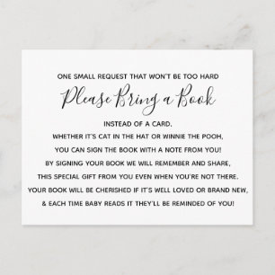 Carte de livre blanche noire de baby shower de