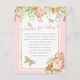 Carte de livre rose florale de baby shower de