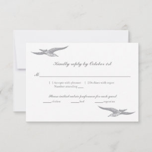 Carte de l'oiseau de mer RSVP pour le mariage
