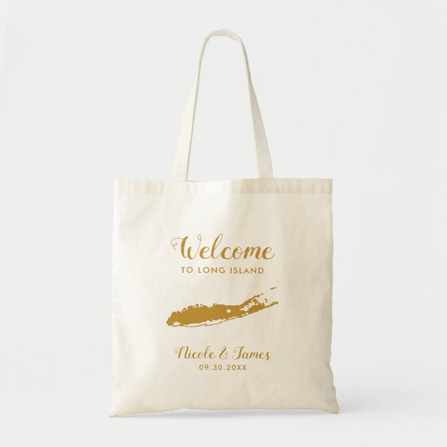 Carte de Long Island Mariage Sac de bienvenue, Or (Devant)