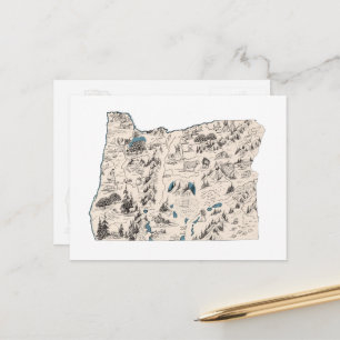 Carte de l'Oregon Vintage Carte de l'état antique