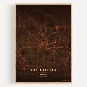 Carte de Los Angeles Impression d'art mural Affich