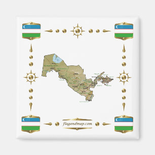 Carte de l'Ouzbékistan + Pavillons Magnet