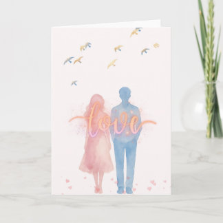 Carte de love romantique à l'aquarelle avec couple