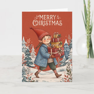 Carte de lutin de Noël joyeux