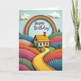 Carte de maison en fil pour un joyeux anniversaire