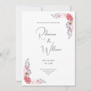 carte de mariage à l'aquarelle avec cadre floral r