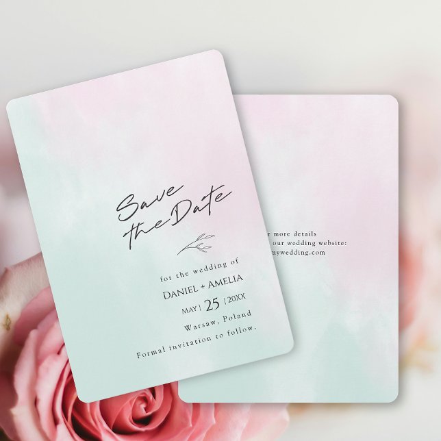 Carte de mariage à l'aquarelle 'Save The Date' sim (Watercolor Wedding Save The Date Card)