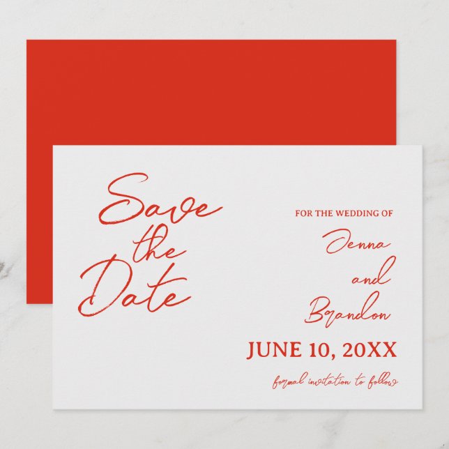 Carte de mariage à talons plats Coquelicot Rouge S (Devant / Derrière)
