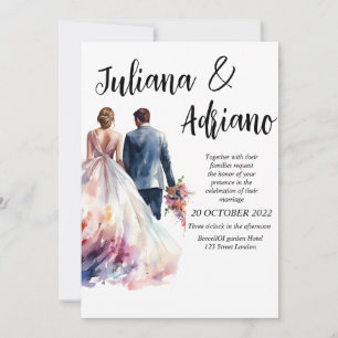 Carte de mariage aquarelle moderne pour mariés mig