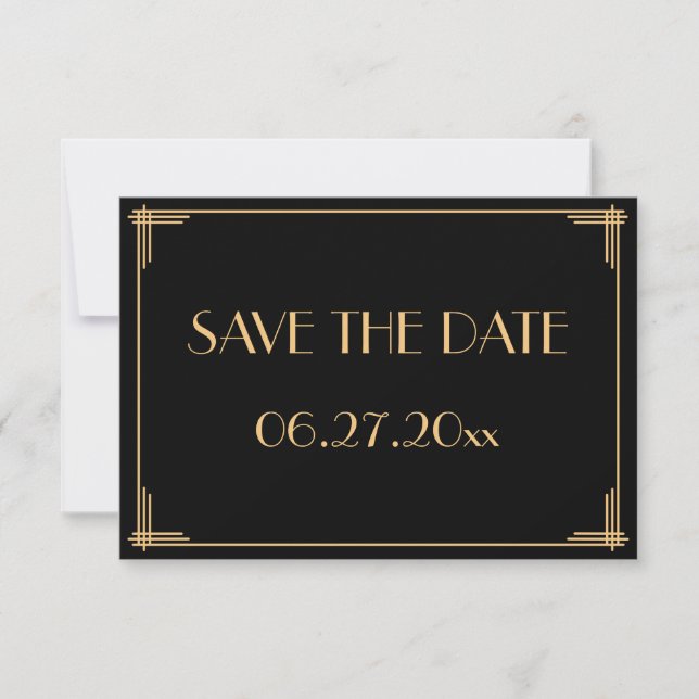 Carte de mariage Art Déco Gatsby pour Save The Dat (Devant)