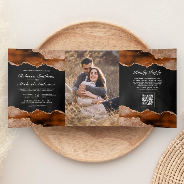 Carte de mariage au code QR sur Marbre d'agate Ora (Créateur téléchargé)