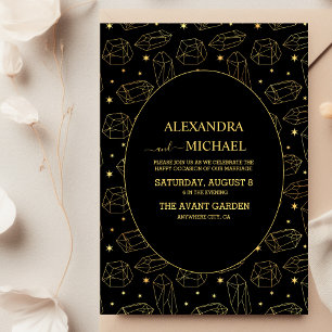 Carte de mariage au tarot gothique élégant doré