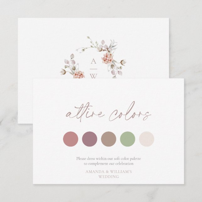 Carte de mariage aux couleurs de la tenue florale  (Devant / Derrière)