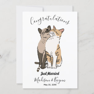 Carte de mariage avec des chats mignons
