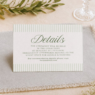 Carte de mariage avec détails en rayures vert saug