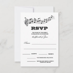 Carte de mariage avec touches de piano pour musici