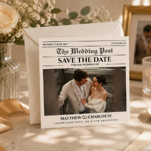 Carte de mariage beige pour annoncer la date de vo