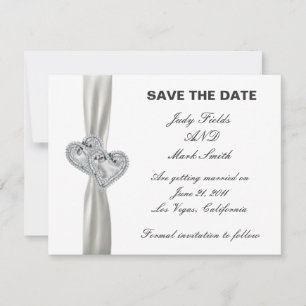 Carte de Mariage Blanc Coeur pour Sauvegarder la D