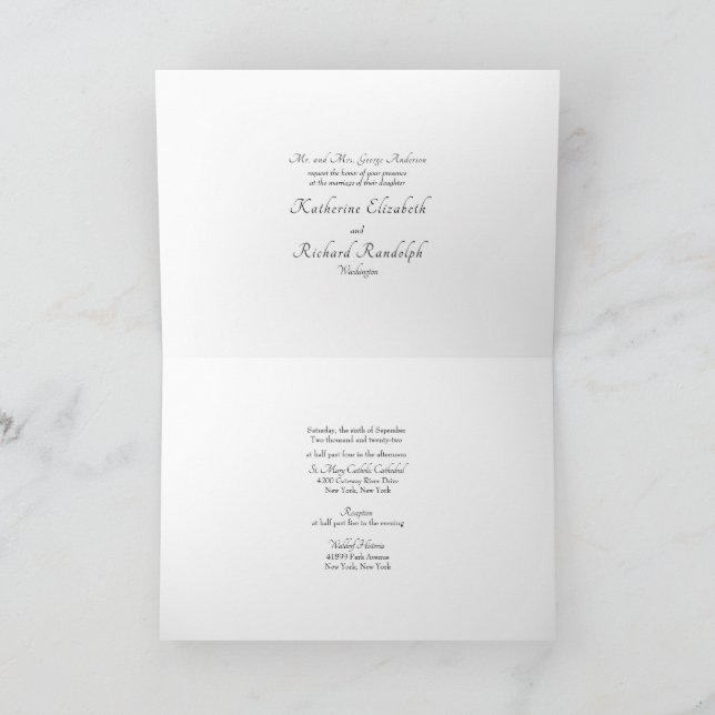 Carte de Mariage blanc officielle des parents mari (Intérieur)