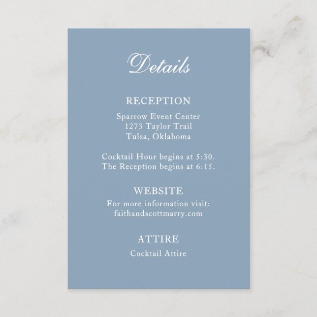 Carte de Mariage bleu Dusty pour boîtier détaillé (Devant)
