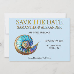 Carte de mariage "Blue Shell Save the Date"