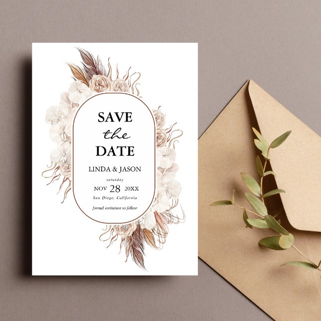 Carte de Mariage Bohème Fleurs d'Automne Enregistr (Créateur téléchargé)