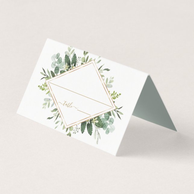 Carte de Mariage Botanique Gold Diamond Green (Front)