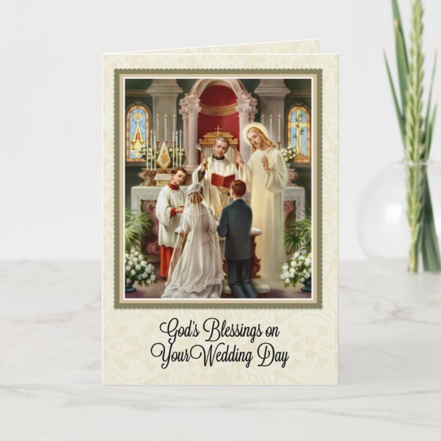 Carte de mariage catholique avec verset des Écritu (Devant)