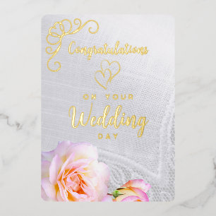 Carte de mariage chrétien photo de roses en feuill