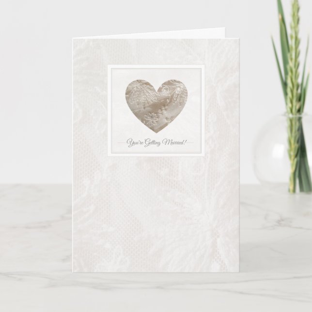 Carte de mariage coeur style dentelle (Devant)