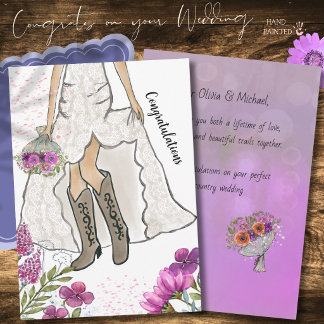 Carte de mariage Country Western Mariée Bottes de