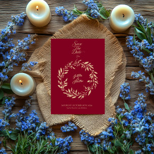 Carte de mariage 'Couronne rouge et or' pour annon