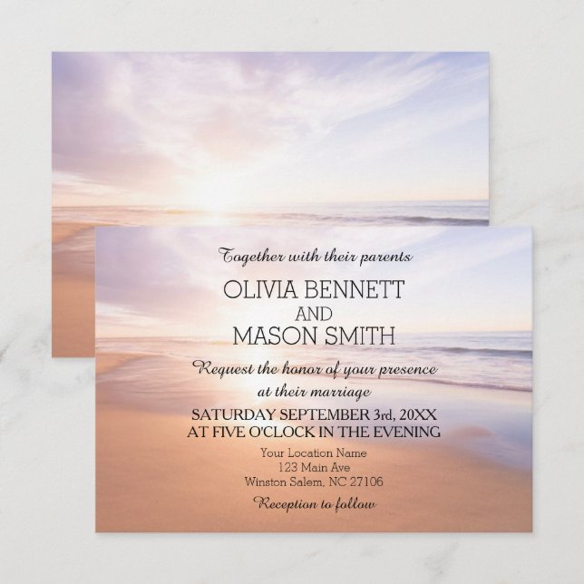 Carte de Mariage de la mer Tropical Beach moderne  (Devant / Derrière)