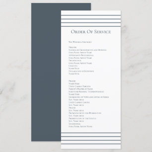 Carte de Mariage de l'ordre de service bleu coupé