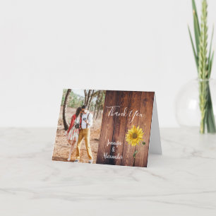 Carte de mariage de Merci de tournesol en bois rus