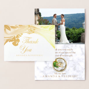Carte de Mariage de MERCI romantique Tropical FOIL