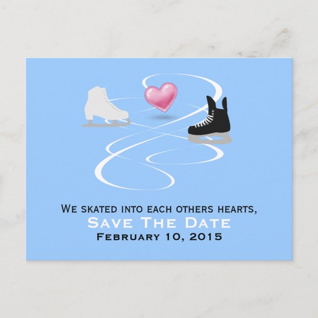 Carte de mariage de patineurs sur glace à envoyer  (Devant)